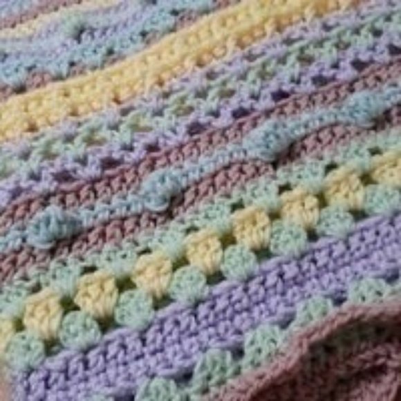 33"x34" Striped Baby Blanket, Sampler Stitch Baby Blanket, Colorful Throw - Picture 15 of 16